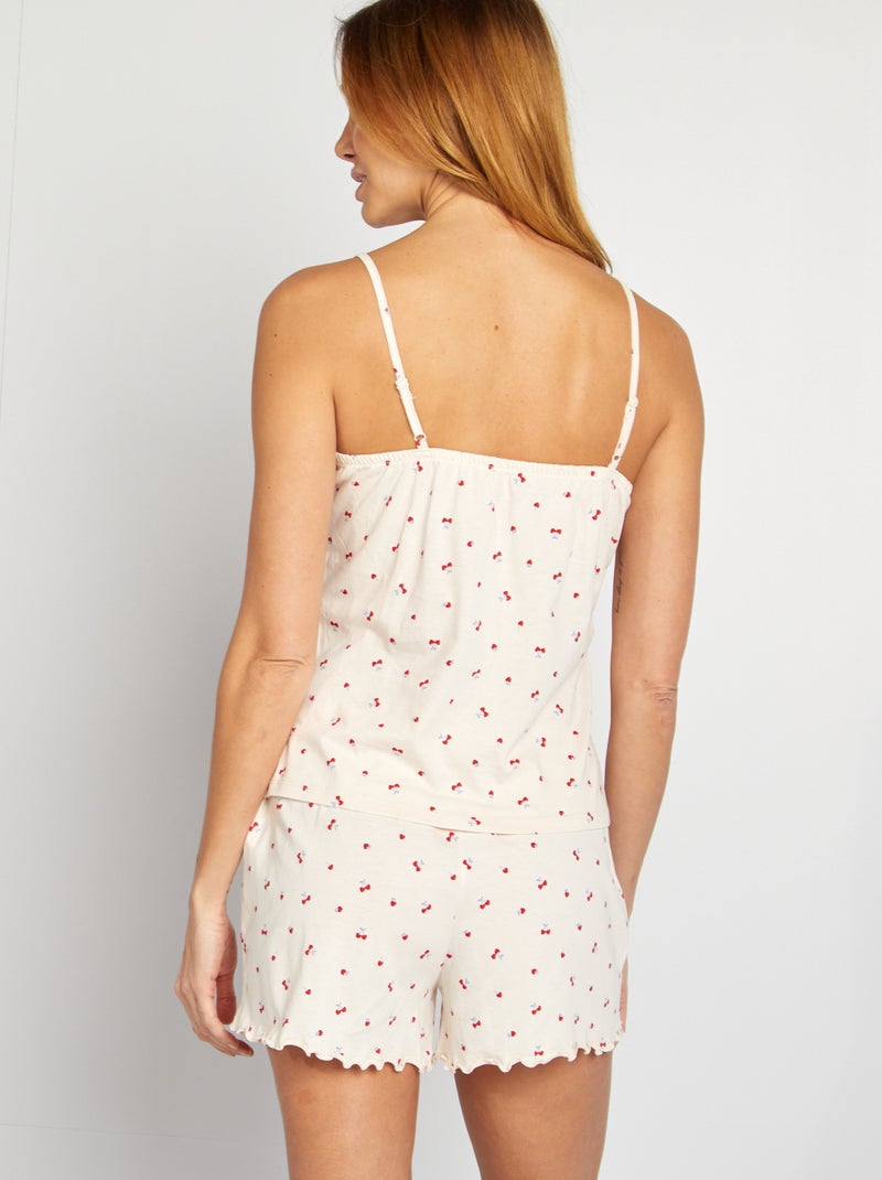Ensemble pyjama débardeur + short en coton - 2 pièces Blanc cerise - Kiabi