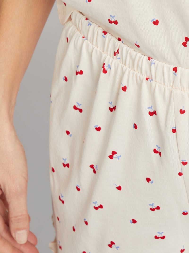 Ensemble pyjama débardeur + short en coton - 2 pièces Blanc cerise - Kiabi
