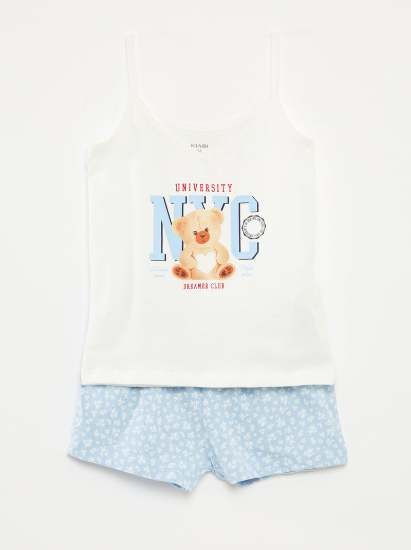 Ensemble pyjama débardeur + short en imprimé - 2 pièces Bleu - Kiabi