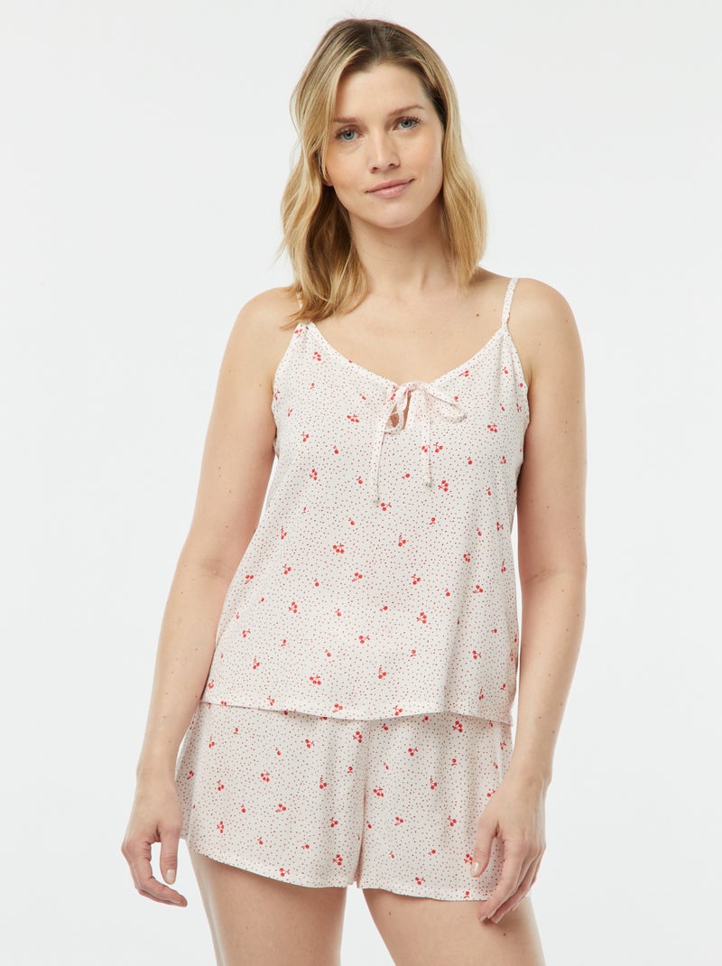 Ensemble pyjama débardeur + short imprimé BLANC - Kiabi