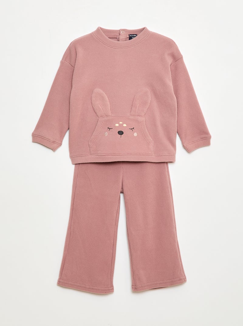 Ensemble pyjama doux animé lapin - 2 pièces Rose - Kiabi