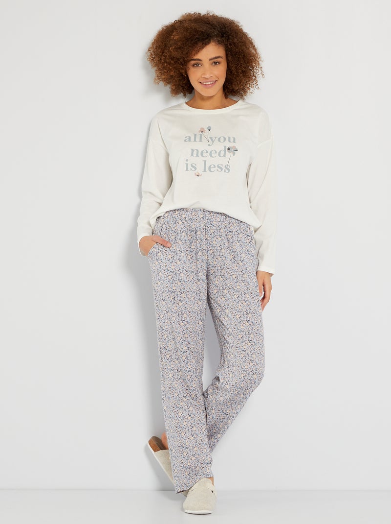 Ensemble pyjama écru/fleurs - Kiabi