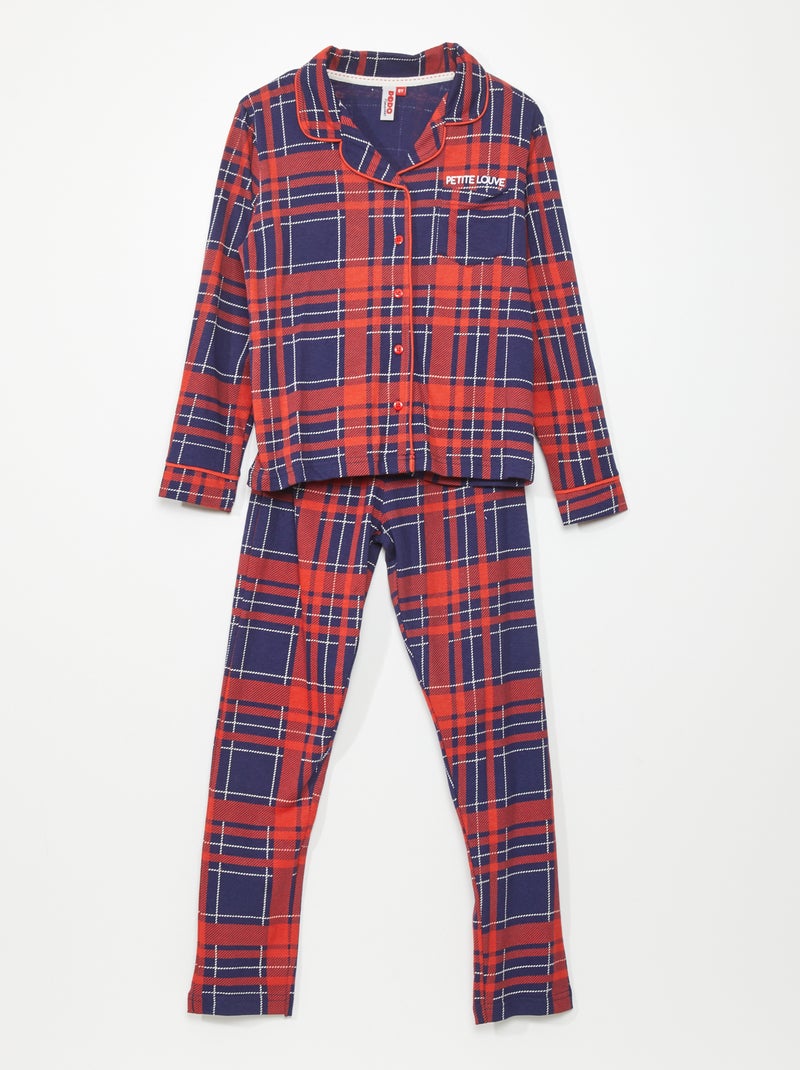 Ensemble pyjama en coton - 2 pièces Marine/Rouge - Kiabi