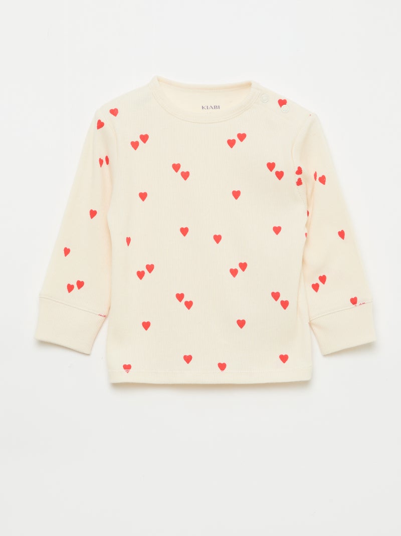 Ensemble pyjama en coton côtelé - 2 pièces Blanc - Kiabi