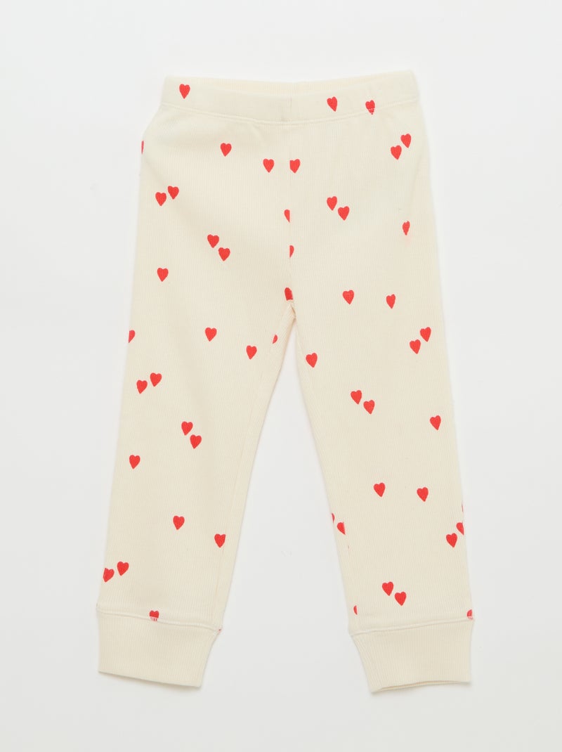 Ensemble pyjama en coton côtelé - 2 pièces Blanc - Kiabi