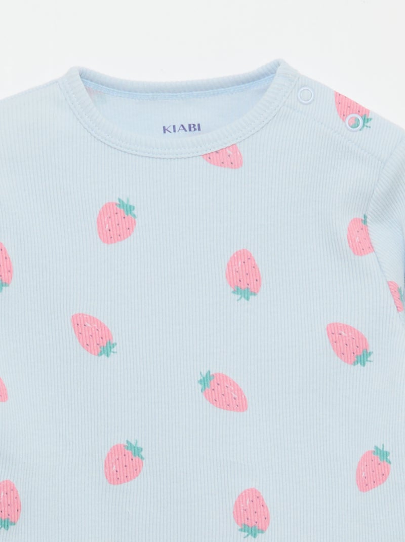 Ensemble pyjama en coton côtelé - 2 pièces Bleu - Kiabi