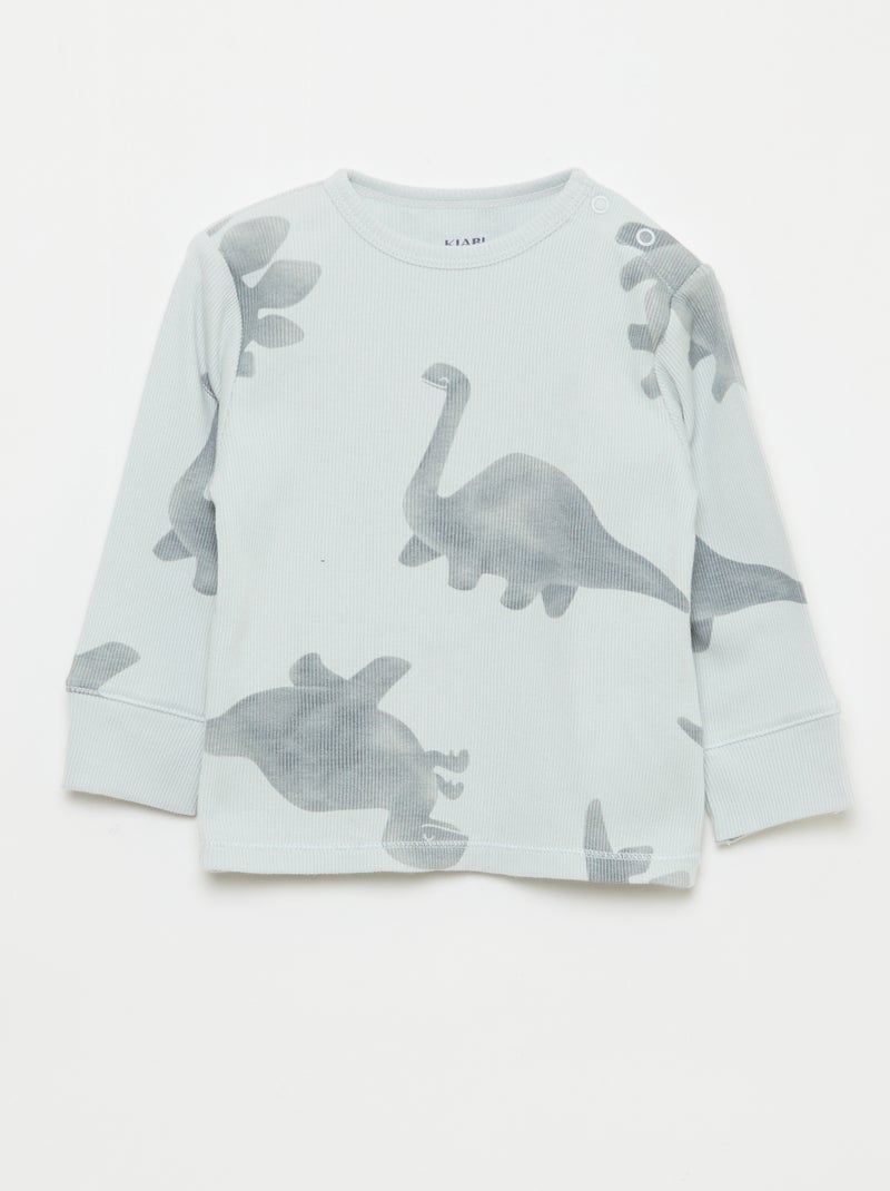 Ensemble pyjama en coton côtelé - 2 pièces Gris - Kiabi