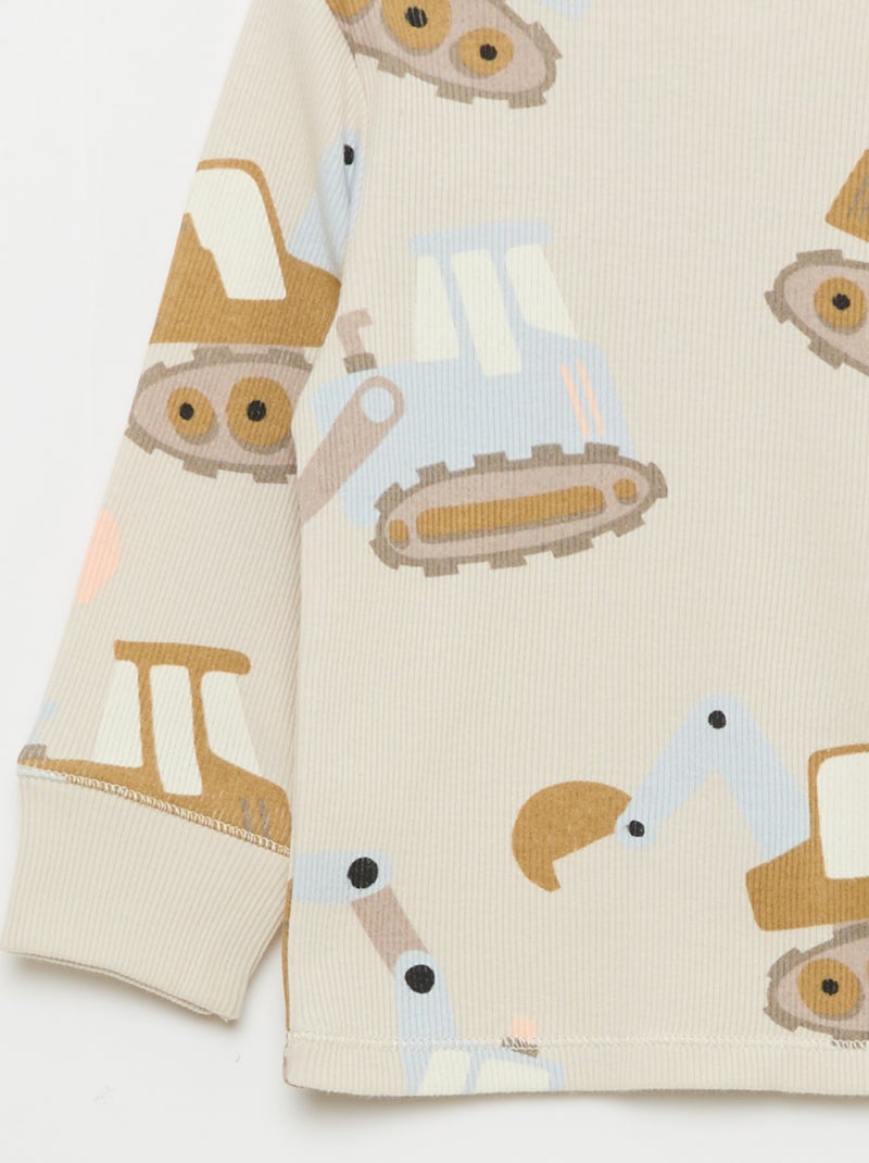 Ensemble pyjama en coton côtelé - 2 pièces Gris - Kiabi