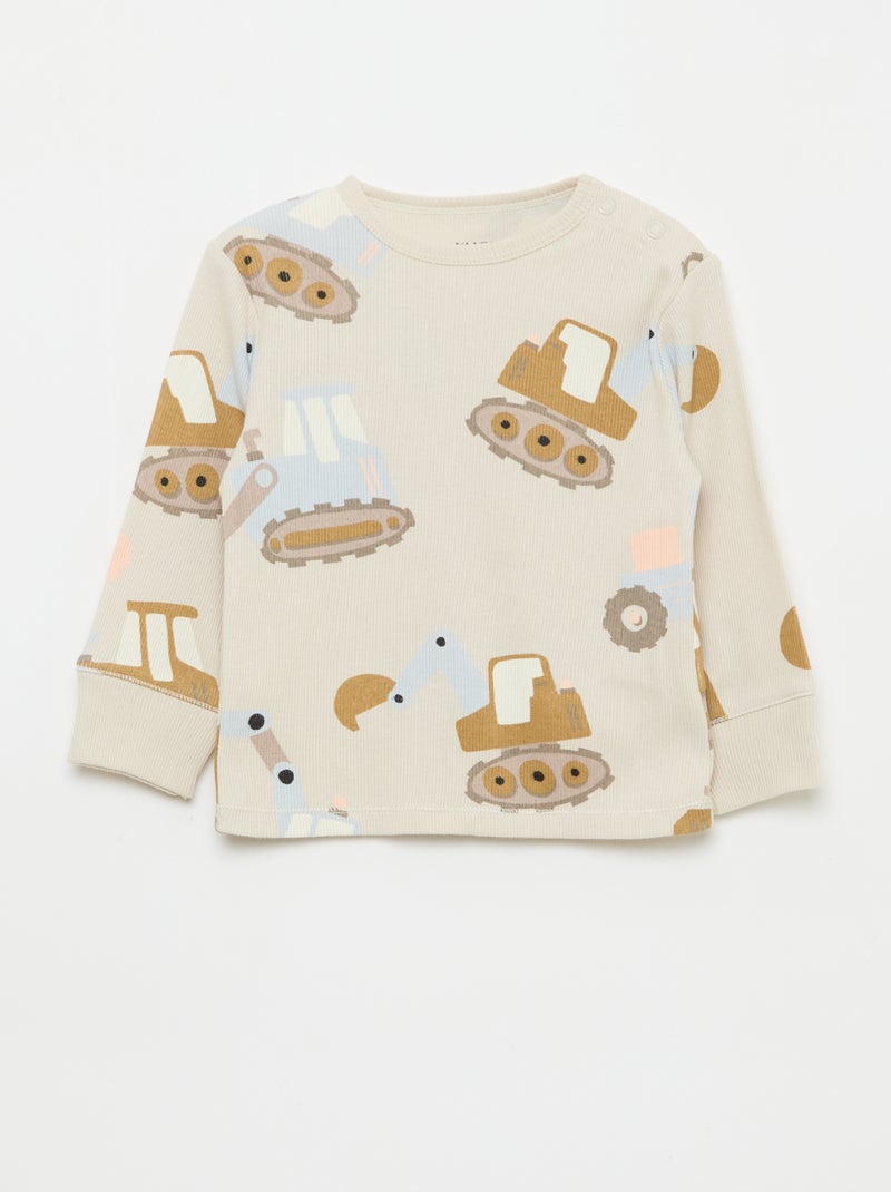 Ensemble pyjama en coton côtelé - 2 pièces Gris - Kiabi