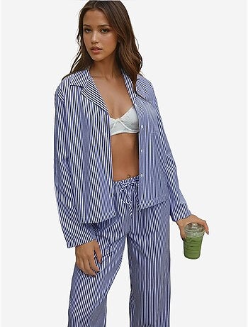 Ensemble pyjama en coton rayé
