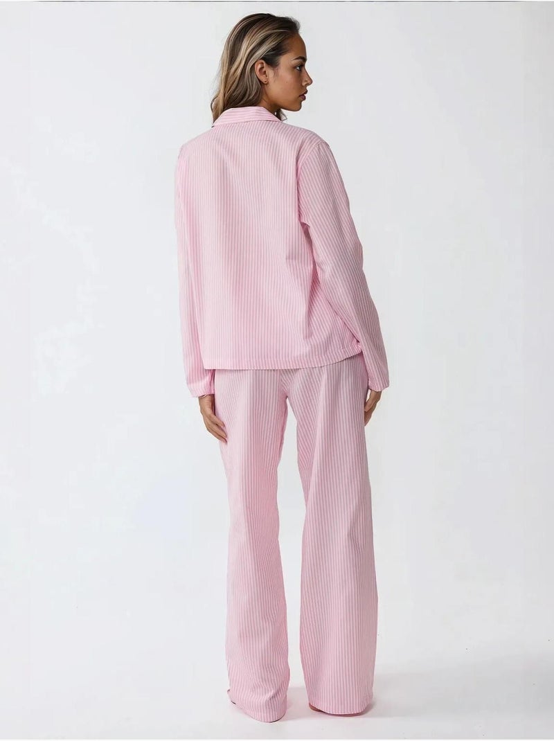 Ensemble pyjama en coton rayé Rose - Kiabi