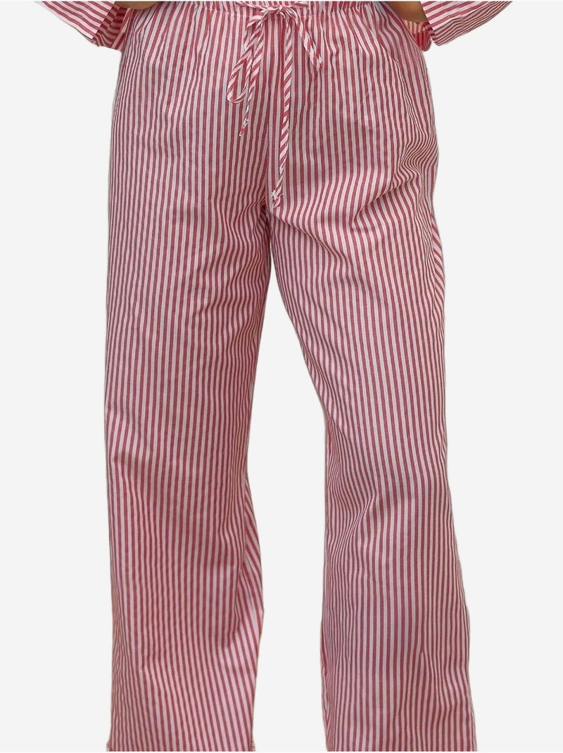 Ensemble pyjama en coton rayé Rouge bordeaux - Kiabi