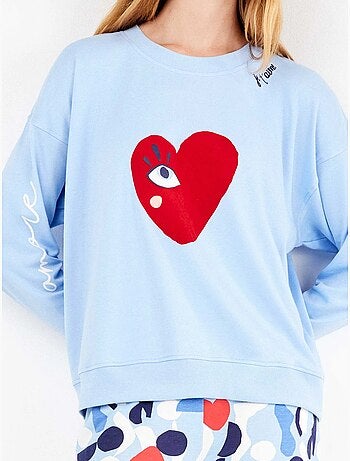 Ensemble pyjama en interlock à motifs coeurs