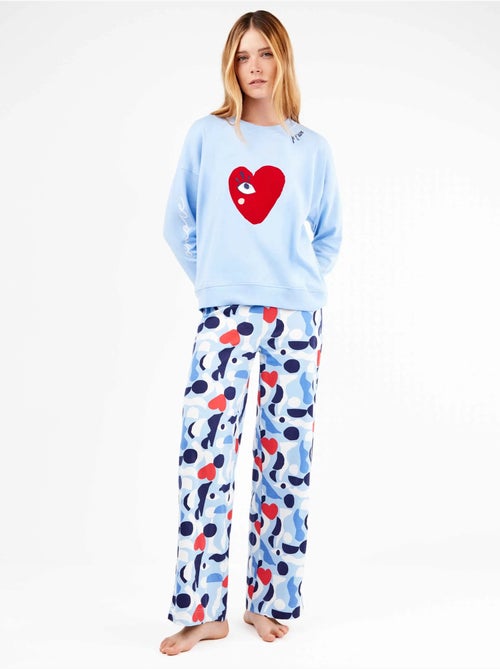 Ensemble pyjama en interlock à motifs coeurs - Kiabi Ensemble pyjama en interlock à motifs coeurs - Kiabi