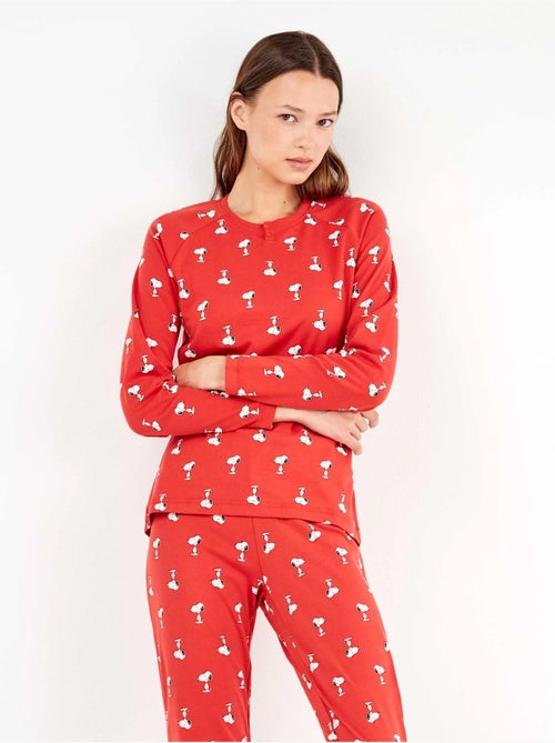 Ensemble pyjama en interlock micro imprimé snoopy - Kiabi Ensemble pyjama en interlock micro imprimé snoopy - Kiabi