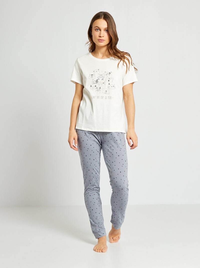 Ensemble pyjama en jersey - 2 pièces Blanc - Kiabi