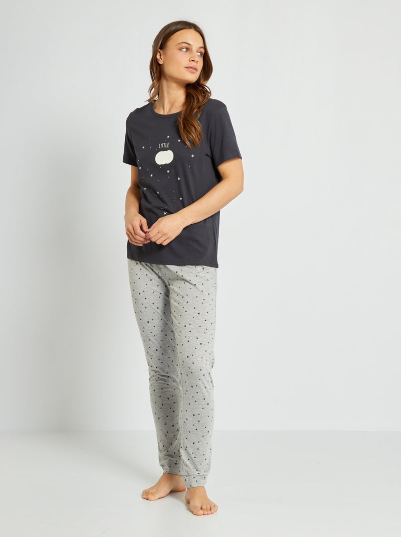 Ensemble pyjama en jersey - 2 pièces Noir - Kiabi