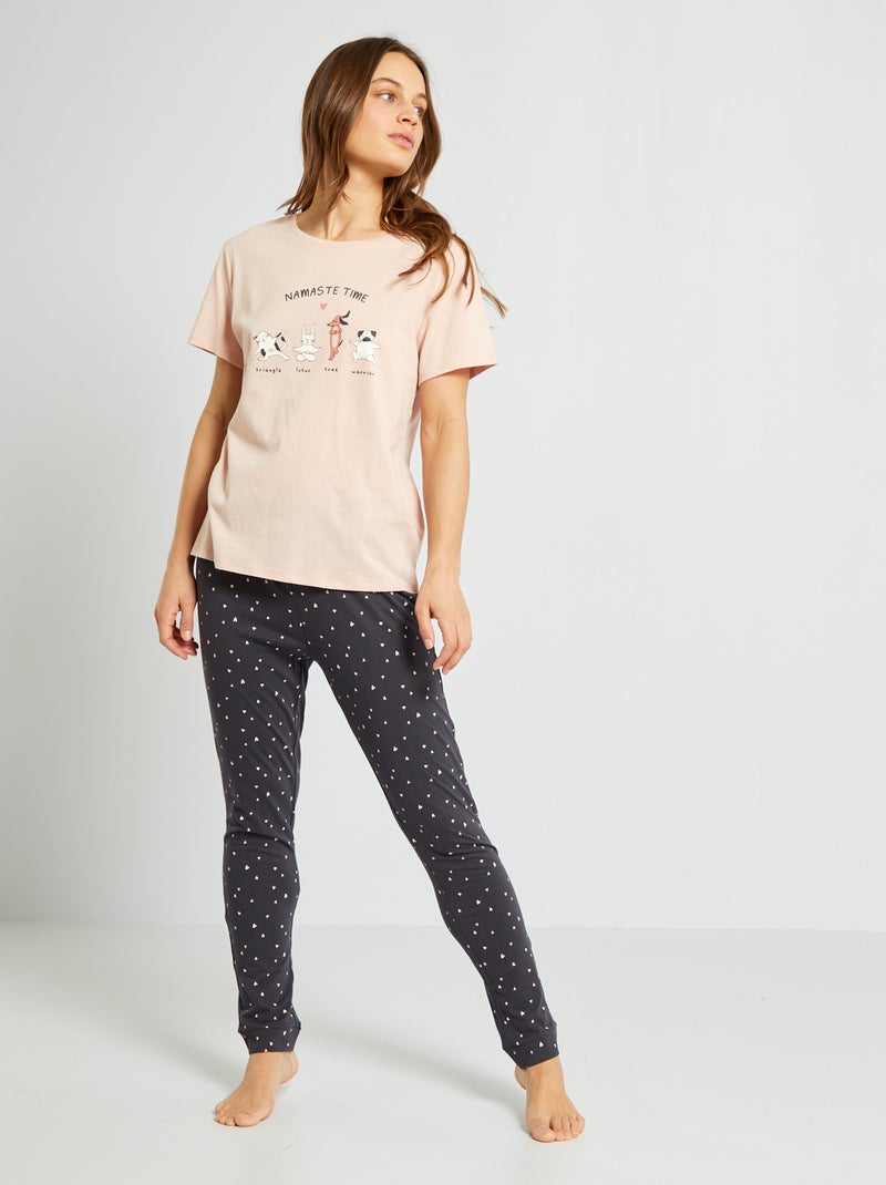 Ensemble pyjama en jersey - 2 pièces Rose - Kiabi