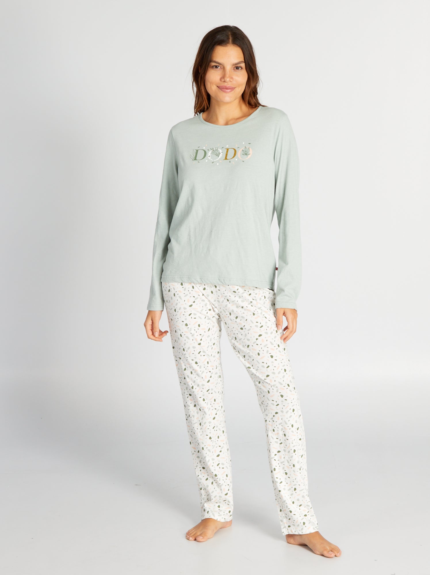 Ensemble pyjama en jersey dodo 2 pieces vert blanc Kiabi 22.00