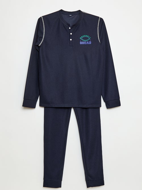 Ensemble pyjama en maille gaufrée Baseball - 2 pièces - Kiabi