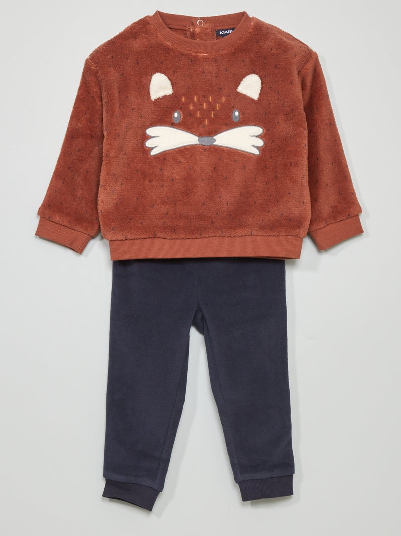 Ensemble pyjama en maille polaire - 2 pièces Marron - Kiabi