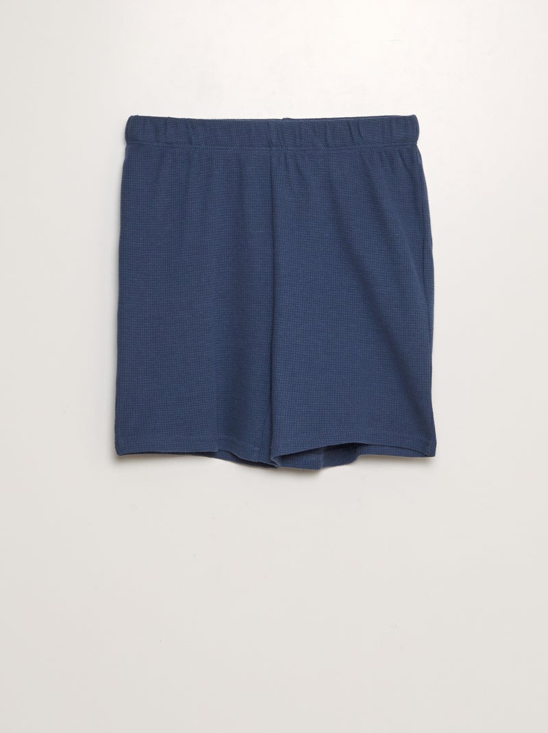 Ensemble pyjama en nid d'abeilles - 2 pièces Bleu - Kiabi