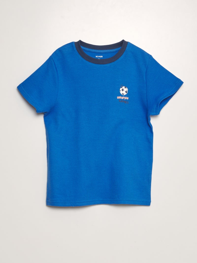 Ensemble pyjama en nid d'abeilles - 2 pièces Bleu - Kiabi