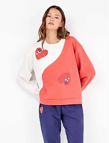 Ensemble pyjama en peluche éponge motifs coeurs
