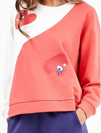 Ensemble pyjama en peluche éponge motifs coeurs