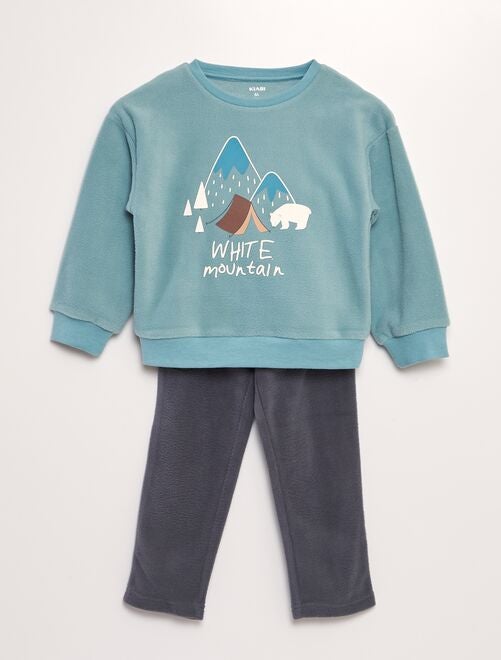 Ensemble pyjama en polaire imprimé t-shirt + pantalon - 2 pièces - Kiabi