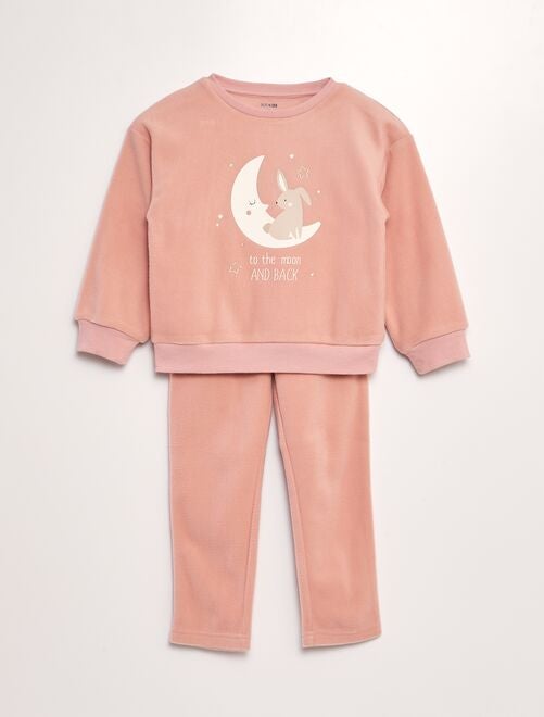 Ensemble pyjama en polaire imprimé t-shirt + pantalon - 2 pièces - Kiabi