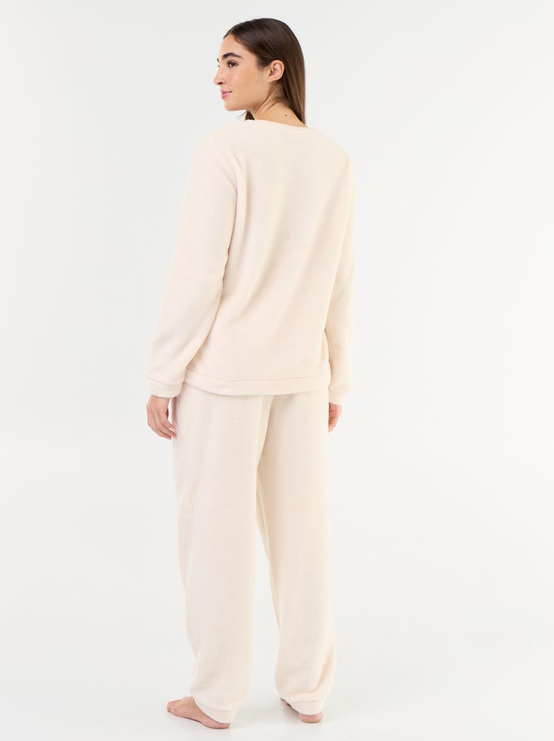 Ensemble pyjama en polaire t-shirt + pantalon - 2 pièces Blanc - Kiabi