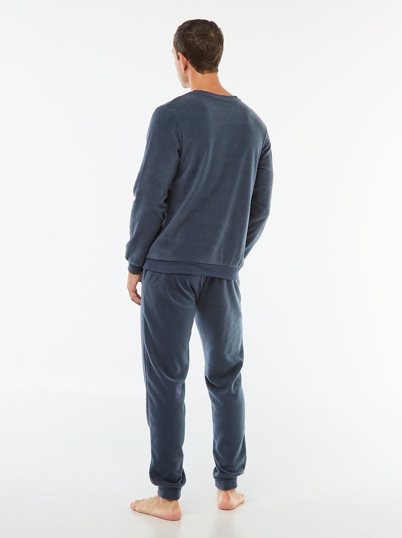 Ensemble pyjama en polaire t-shirt + pantalon - 2 pièces Bleu - Kiabi