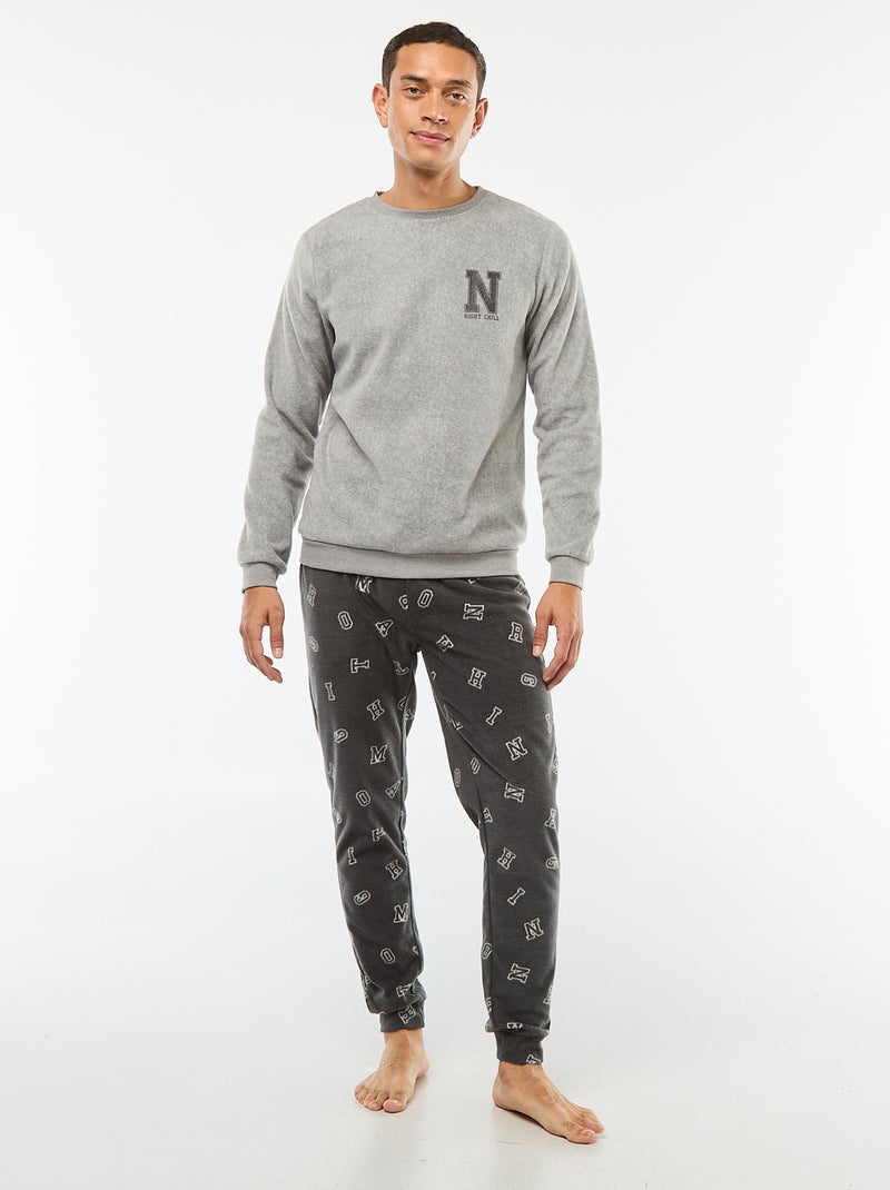 Ensemble pyjama en polaire t-shirt + pantalon - 2 pièces Gris - Kiabi