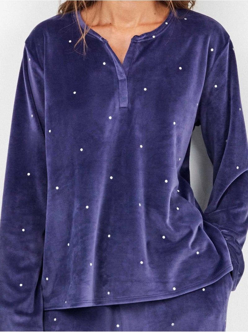 Ensemble pyjama en tissu polaire élastique Bleu marine - Kiabi