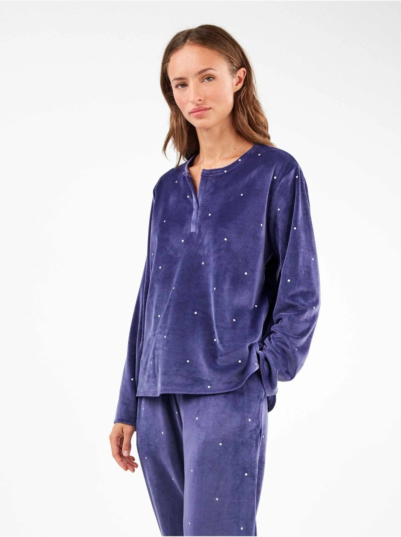 Ensemble pyjama en tissu polaire élastique Bleu marine - Kiabi