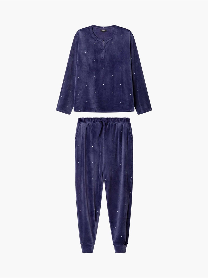 Ensemble pyjama en tissu polaire élastique Bleu marine - Kiabi