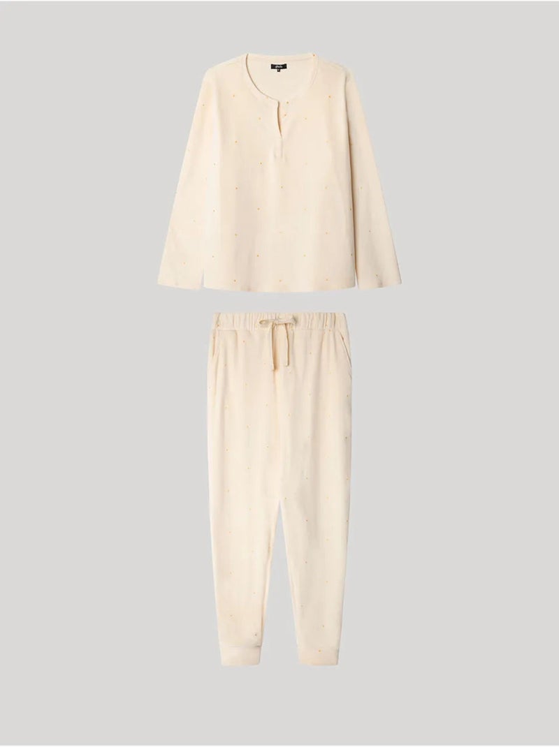 Ensemble pyjama en tissu polaire élastique Ecru - Kiabi