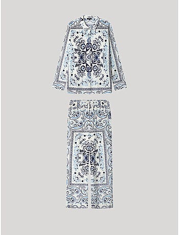 Ensemble pyjama en tissu polaire élastique paisley