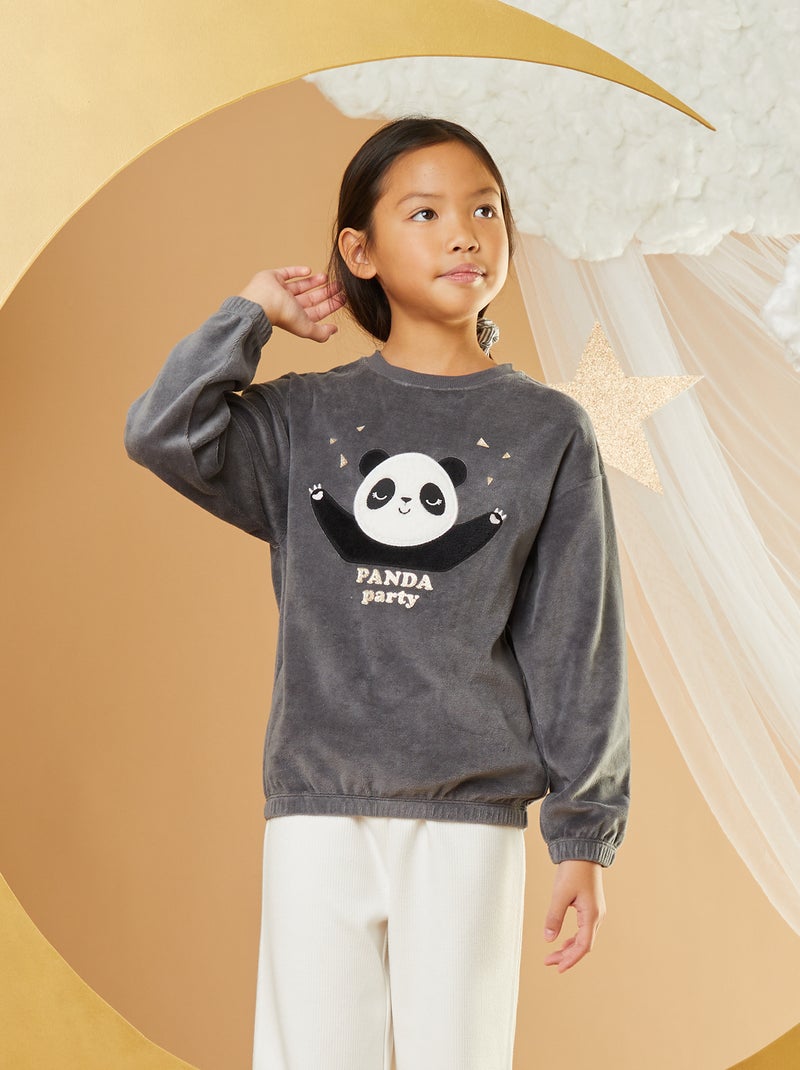 Ensemble pyjama en velours - 2 pièces Noir - Kiabi