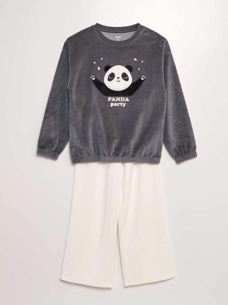 Ensemble pyjama en velours - 2 pièces Noir - Kiabi