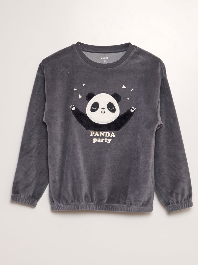 Ensemble pyjama en velours - 2 pièces Noir - Kiabi