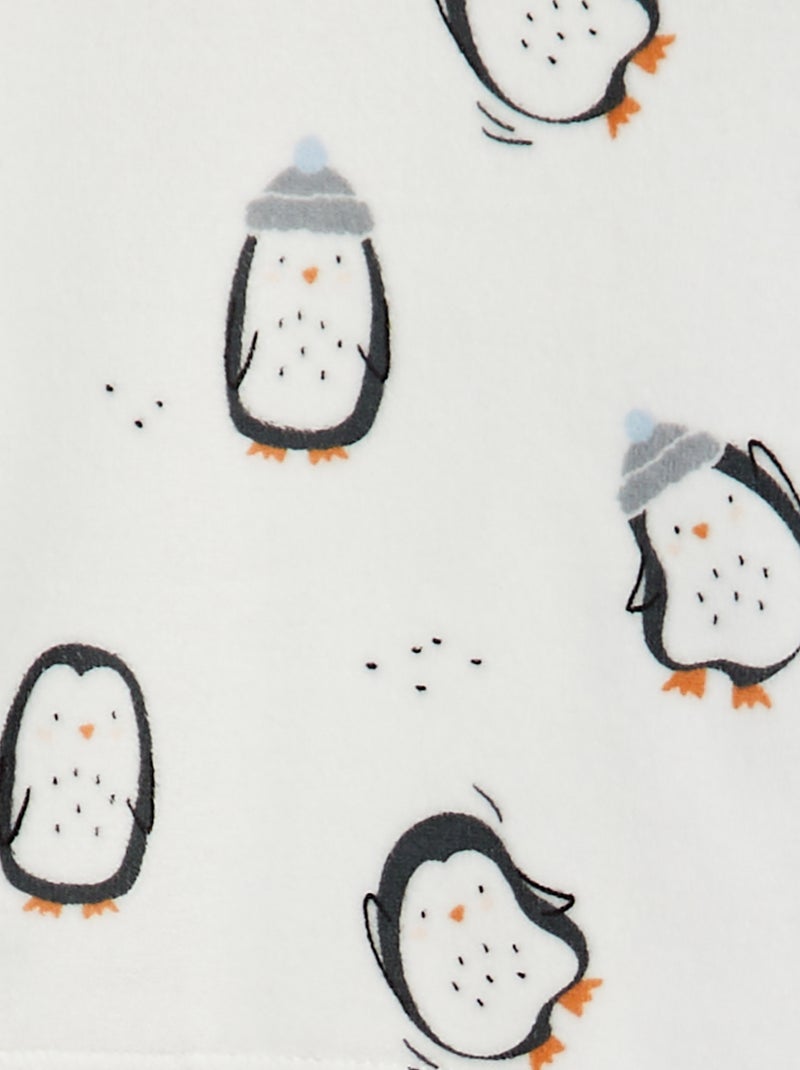 Ensemble pyjama en velours Blanc/gris - Kiabi