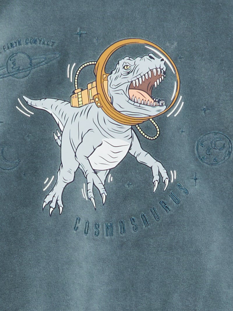 Ensemble pyjama en velours imprimé sweat + pantalon - 2 pièces Bleu - Kiabi