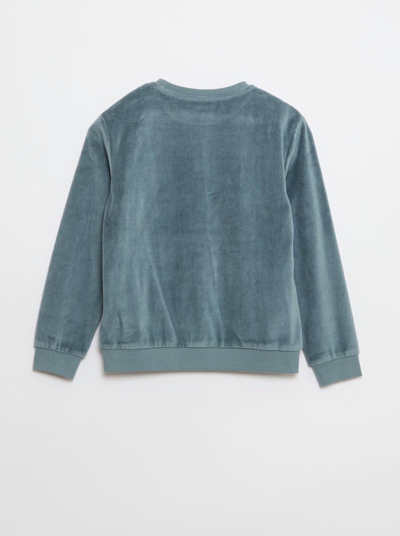 Ensemble pyjama en velours imprimé sweat + pantalon - 2 pièces Bleu - Kiabi