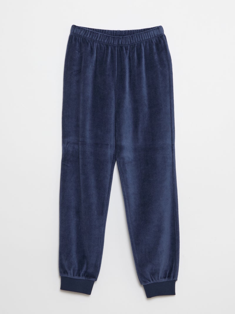 Ensemble pyjama en velours imprimé sweat + pantalon - 2 pièces Bleu - Kiabi