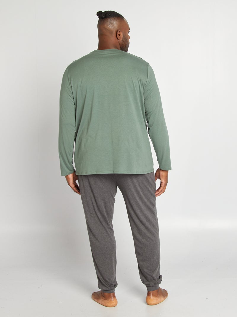 Ensemble pyjama esprit campus - 2 pièces Vert/anthracite - Kiabi