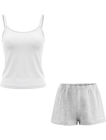 Ensemble pyjama femme caraco et short en coton jersey fila