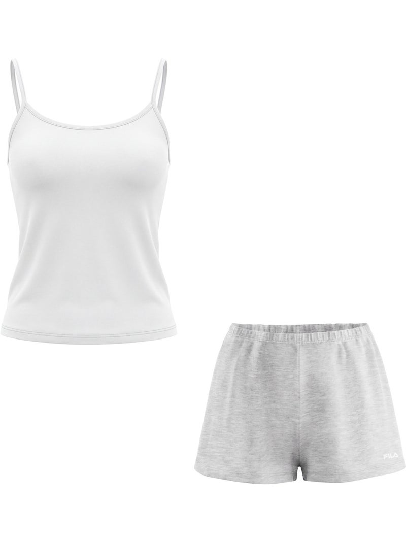 Ensemble pyjama femme caraco et short en coton jersey  fila Gris - Kiabi