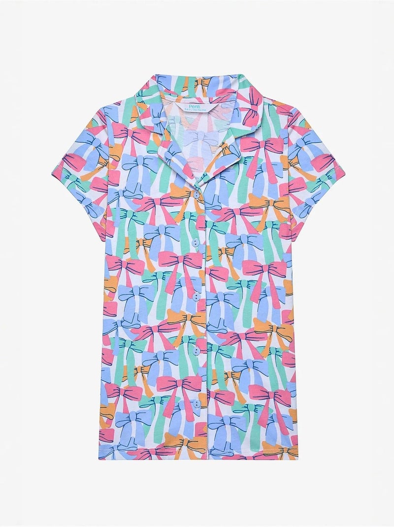 Ensemble pyjama fille avec nœuds et chemise penti Multicolore - Kiabi